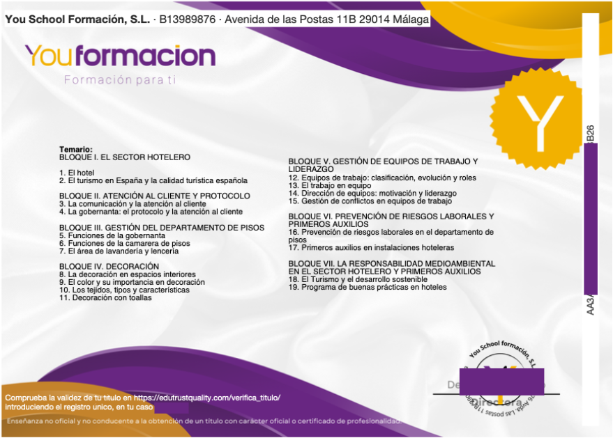 Cara B del diploma