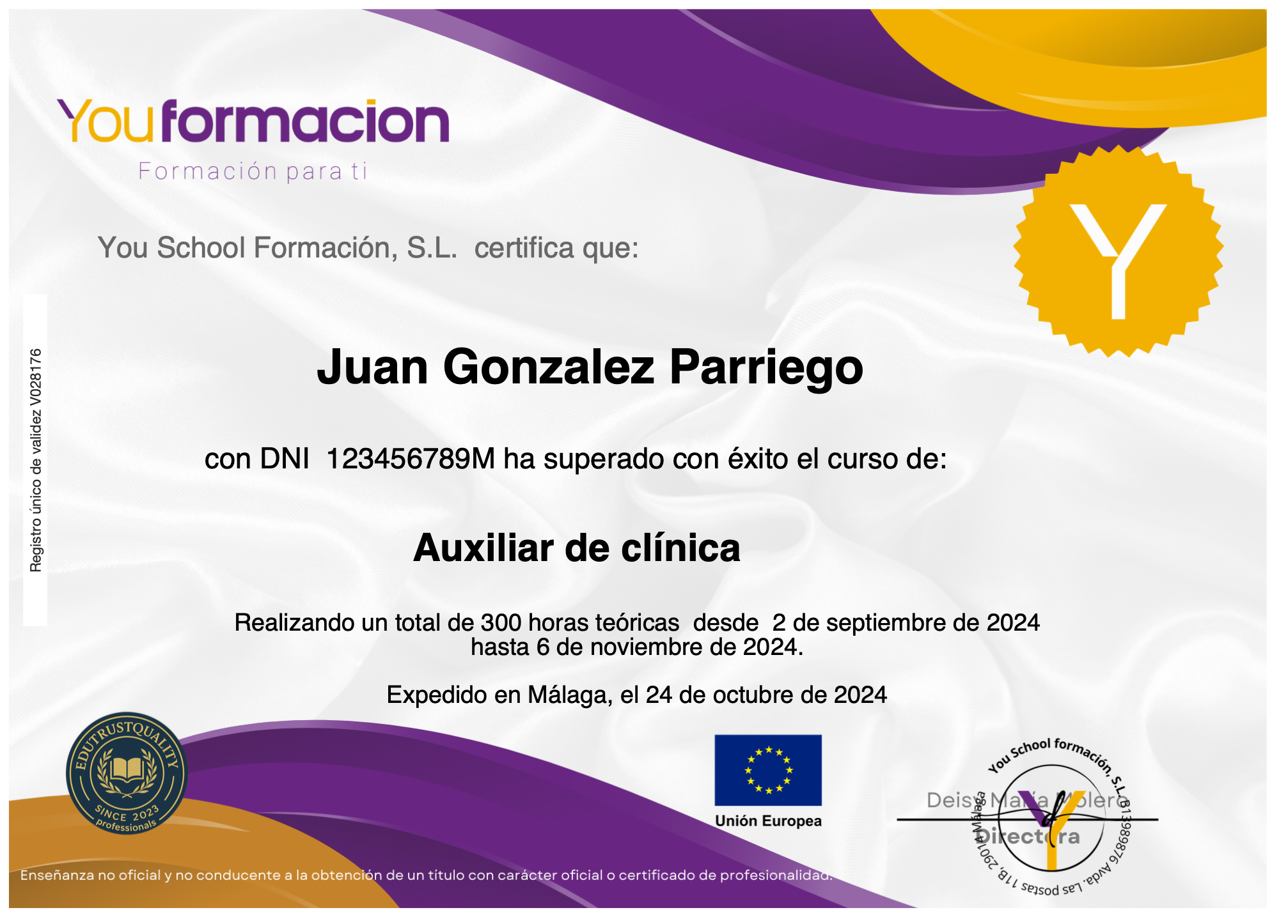 Cara A del diploma